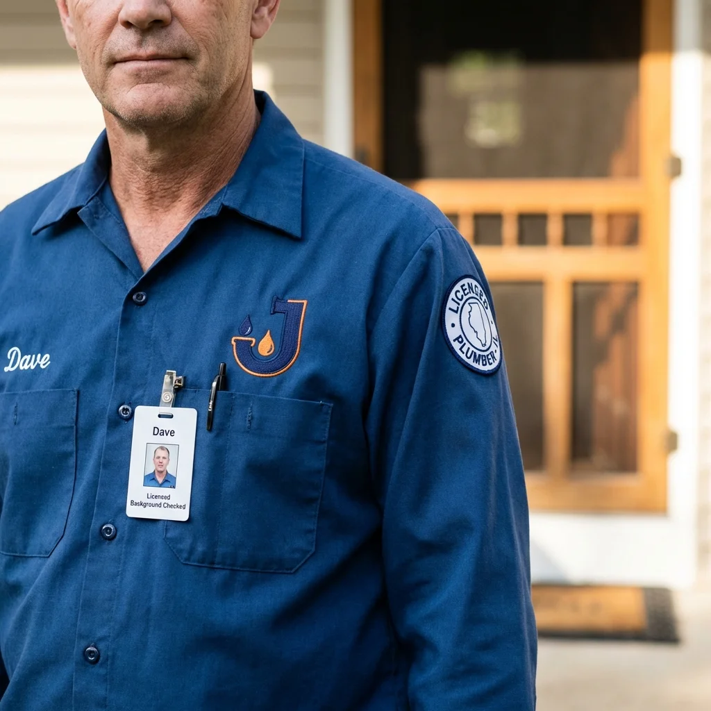 Licensed plumber showing ID badge in Rockwell City, IA