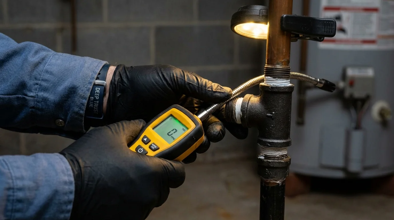 Gas leak detection with electronic sniffer by Johns Plumbing LLC in Rockwell City